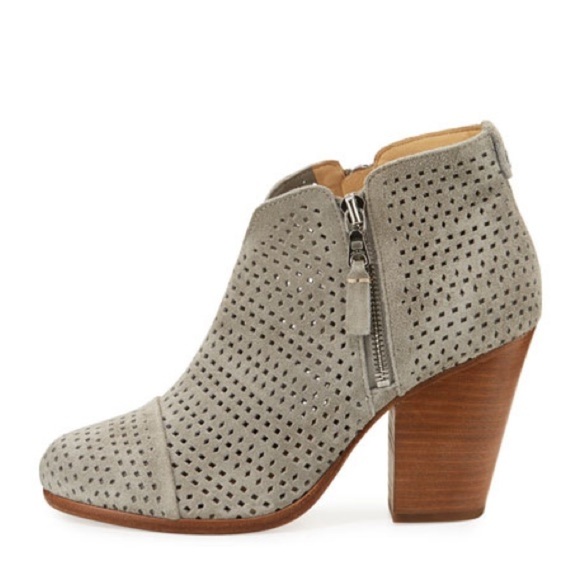 rag & bone Shoes - Rag & Bone Gray Suede Margot Perforated Heeled Ankle Booties Size 39.5 EU 9.5 US